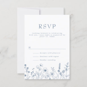 Enkelt minimalistiskt Periwinkle Wildblomme Bröllo OSA Kort