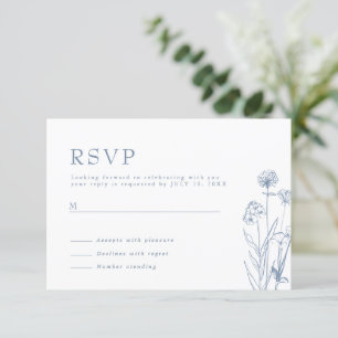 Enkelt minimalistiskt Periwinkle Wildblomme Bröllo OSA Kort