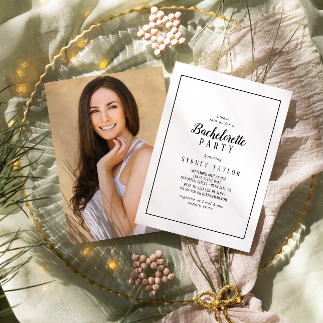 Enkelt, minimalistiskt Photo Ram Bachelorette Part Inbjudningar (Skapare uppladdad)