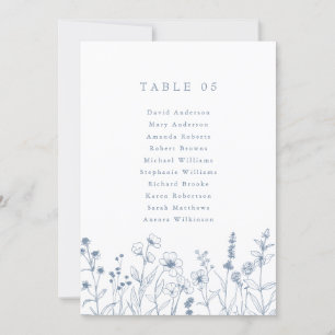 Enkelt minimalistiskt platskort för vilda blommor inbjudningar