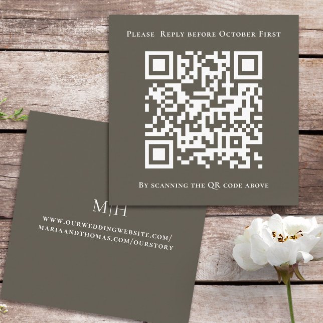 Enkelt minimalistiskt QR-kodfyrkantsblanksteg brun Tilläggskort (Skapare uppladdad)