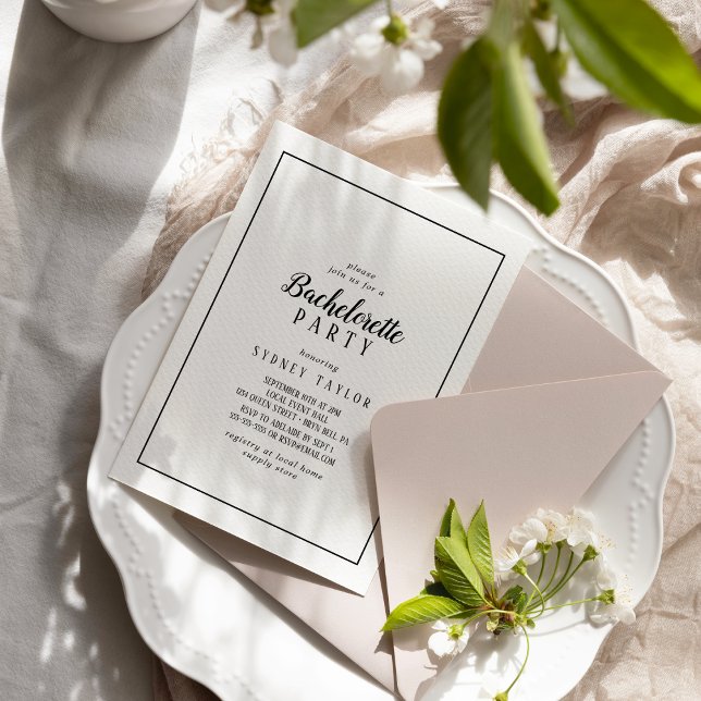 Enkelt minimalistiskt Ram Bachelorette-parti Inbjudningar (Skapare uppladdad)