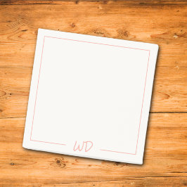 Enkelt minimalistiskt Rosa Monogram initialer Post-it Block