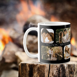 Enkelt minimalistiskt, rundat Kant-foto-Par Namn Kaffemugg