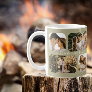 Enkelt minimalistiskt, rundat Kant-foto-Par Namn Kaffemugg