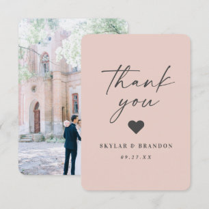 Enkelt minimalistiskt solitt Färg Ljusa rosa Bröll Tack Kort