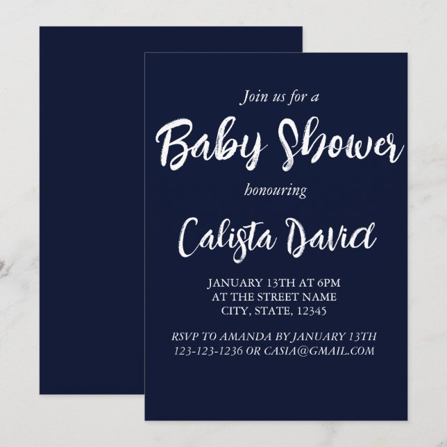 Enkelt minimalistiskt sprinkle-ingång för babydusc inbjudningar (Fram/baksida)