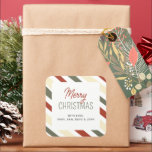 Enkelt minimalistiskt stripe God jul Namn Fyrkantigt Klistermärke<br><div class="desc">Enkel minsta kvadratiska ruta av typen stripe God jul Namn</div>