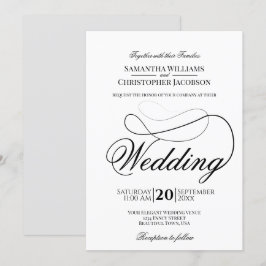 Enkelt, minimalistiskt, svart och vit Bröllop Inbjudningar