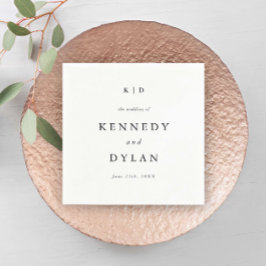 Enkelt minimalistiskt svartvita Bröllop-monogram Pappersservett