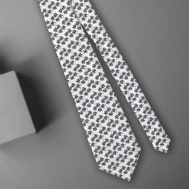 Enkelt minimalistiskt svartvitt-Blommönster Slips