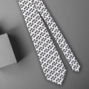 Enkelt minimalistiskt svartvitt-Blommönster Slips