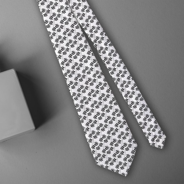 Enkelt minimalistiskt svartvitt-Blommönster Slips (Skapare uppladdad)