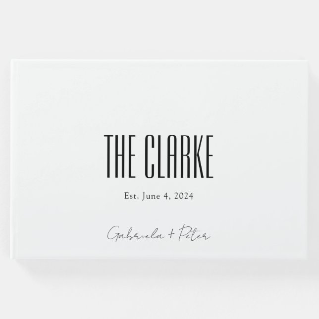 Enkelt minimalistiskt svartvitt Bröllop Gästböcker (Framsida)