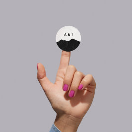 Enkelt minimalistiskt svartvitt Bröllop Runt Klistermärke