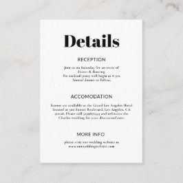 Enkelt minimalistiskt svartvitt Bröllop Tilläggskort