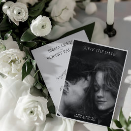 Enkelt minimalistiskt svartvitt i Bröllop Spara Datumet