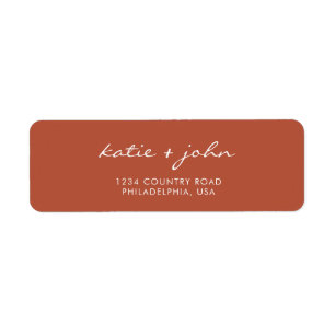 Enkelt minimalistiskt terracotta Bröllop Adress Returadress Etikett