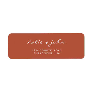 Enkelt minimalistiskt terracotta Bröllop Adress Returadress Etikett