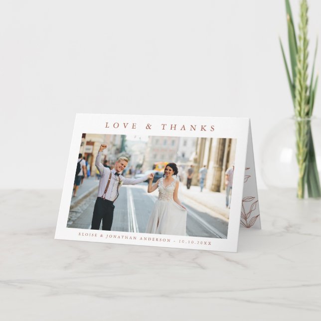 Enkelt minimalistiskt terracotta Wildblomma Bröllo Tack Kort (Framsida)