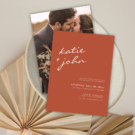 Enkelt minimalistiskt terrakotta Virtuella Bröllop Inbjudan Vykort
