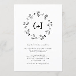 Enkelt minimalistiskt utandningsskydd, Monogram Br Inbjudningar