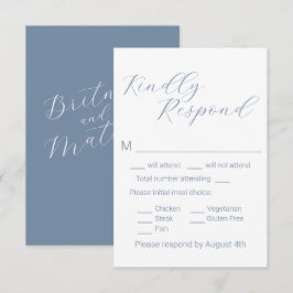 Enkelt minimalistiskt val av dammblå måltid Bröllo OSA Kort