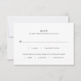 Enkelt minimalistiskt val av svartvit måltid Bröll OSA Kort