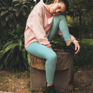 Enkelt minimalistiskt vattenfärgturkos Blue Basic Leggings