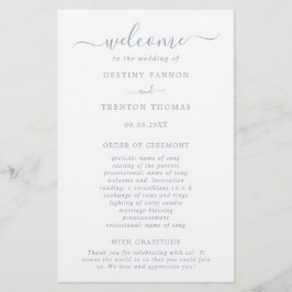 Enkelt minimalt Bröllopsprogram för Dusty Blue Bud