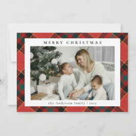 Enkelt, minimalt fotorött och Grönt Play-jul Julkort