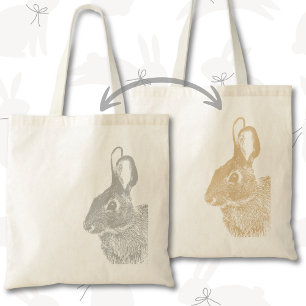 Enkelt, minimalt Grått Dubbla och bruna Bunny Tygkasse