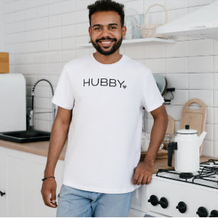 Enkelt, minimalt Hubby-skript, svart och vitt T Shirt