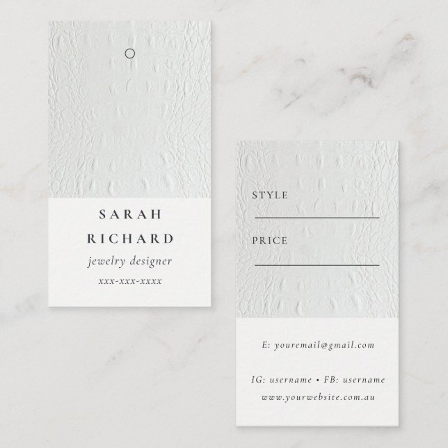 Enkelt minimalt läder Struktur Prisa Märkrn Namn Visitkort (Fram/baksida)