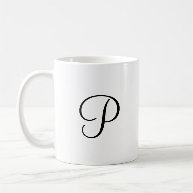enkelt, minimalt lägga till din text i monogramfot kaffemugg (Vänster)