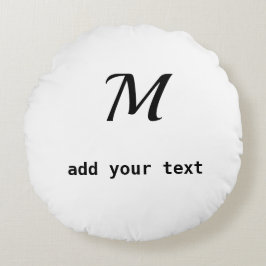 enkelt, minimalt lägga till din text i monogramfot rund kudde