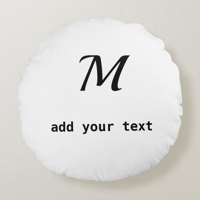 enkelt, minimalt lägga till din text i monogramfot rund kudde (Framsidan)
