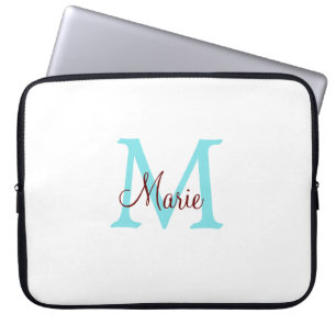enkelt minimalt lägga till namn monogram rosa röd laptop fodral