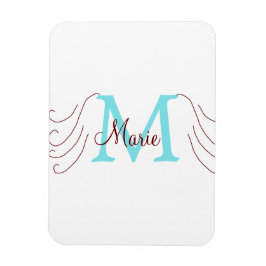 enkelt minimalt lägga till namn monogram rosa röd  magnet
