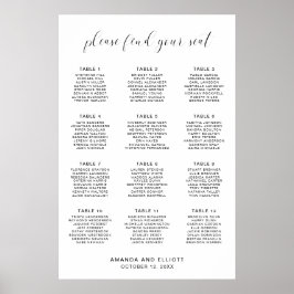 Enkelt minimalt modernt sittdiagram för Bröllop Poster