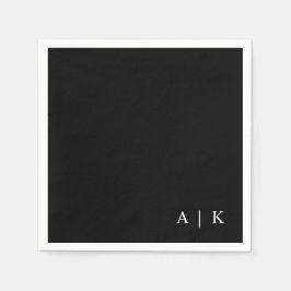 Enkelt minimalt Monogram svart Personligt bröllp Pappersservett