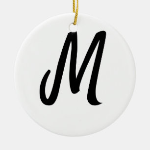 enkelt minimalt monogramlogotyp personlig bakning julgransprydnad keramik