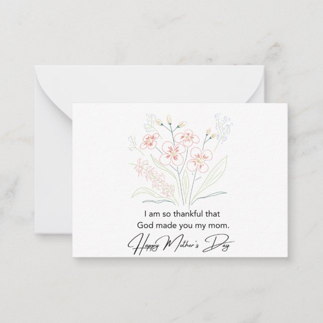 Enkelt minimalt Mors dag-blommor Teckning Anteckningskort (Framsida)