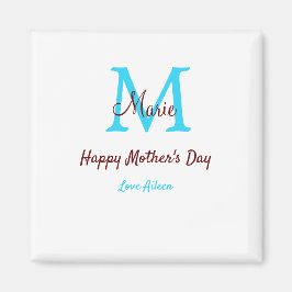 enkelt, minimalt mors dag blue monogram rosa nam magnet