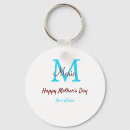 enkelt, minimalt mors dag blue monogram rosa nam nyckelring