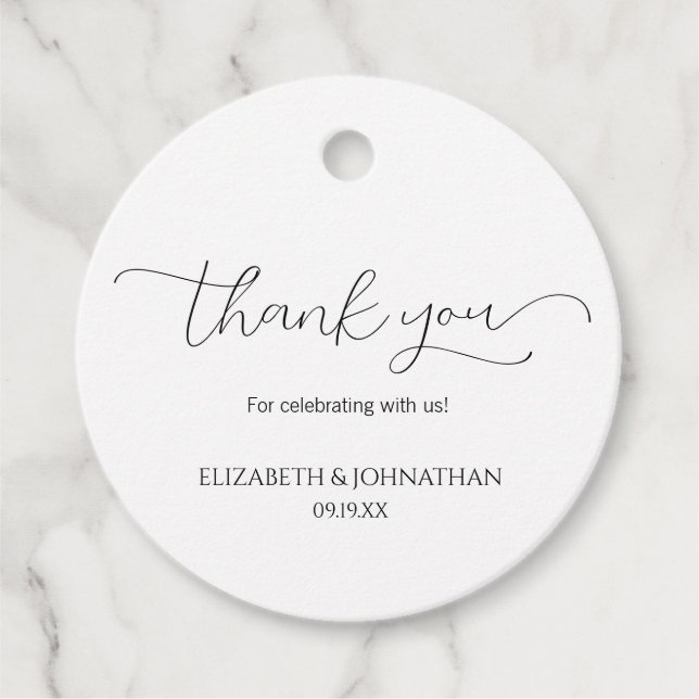 Enkelt, minimalt skript Bröllop Tack Gåvor Etiketter (Framsida)