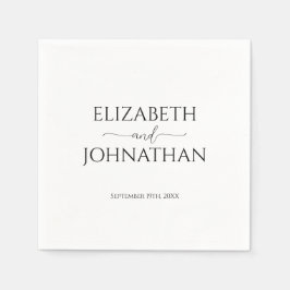 Enkelt, minimalt skript, svart och vit Bröllop Pappersservett