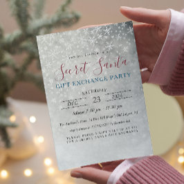Enkelt minimalt Snöflingor Secret Santa Party Inbjudningar