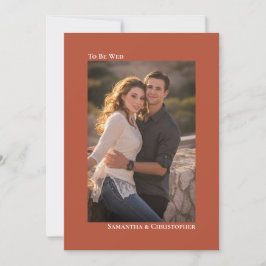 Enkelt minimalt Terracotta-Lodrät Photo Bröllop Inbjudningar