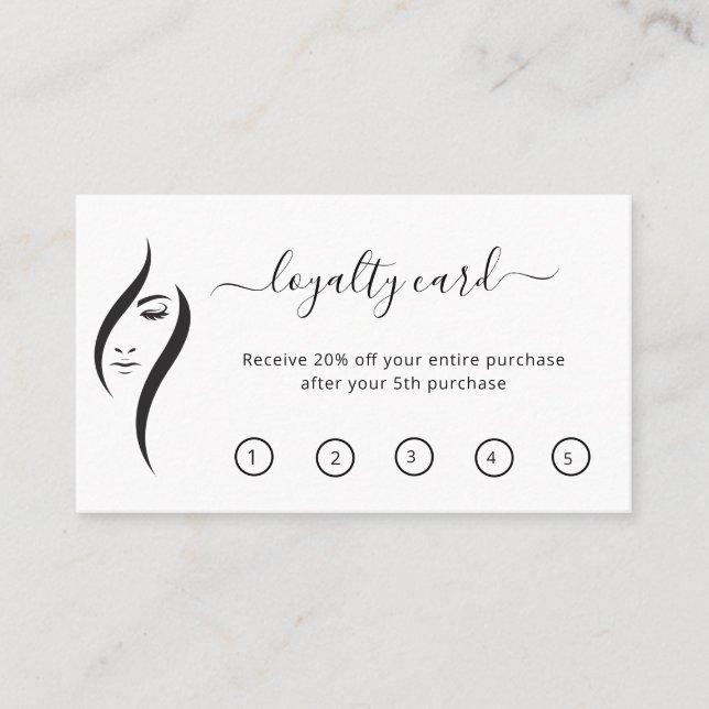 Enkelt minimalt vitt och svart ballonger lojalitetskort (Framsida)